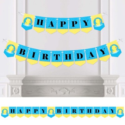 Big Dot of Happiness Ducky Duck - Birthday Party Bunting Banner - Duck Party Decorations - Happy Birthday