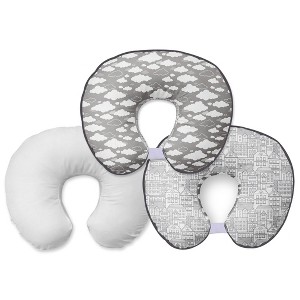 Bacati - 3 pc Clouds in the City Gray Hugster Feeding & Infant Support Nursing Pillow  - 1 of 4