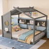 Whisen Twin Size Floor House Bed & Kids Montessori Bed, Playhouse Bed with Storage Shelf, Roof Design - 2 of 4