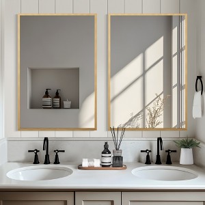 Spassway 31"H x 24"W Rectangle Decorative Aluminum Alloy Mirror Art Designs for Living Room Bedroom Entryway Office Home Sliver/Black/Gold Available - 1 of 4