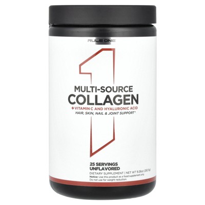 Rule One Proteins Multi-Source Collagen + Vitamin C and Hyaluronic Acid, Unflavored, 9.26 oz (262.5 g)