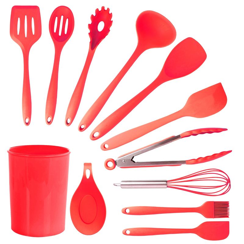 MegaChef Red Silicone Cooking Utensils, Set of 12, 1 of 8