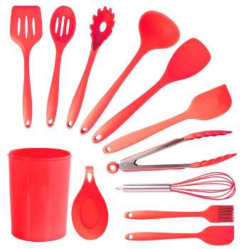 MegaChef 12 Piece Silicone Cooking Utensils in Red 