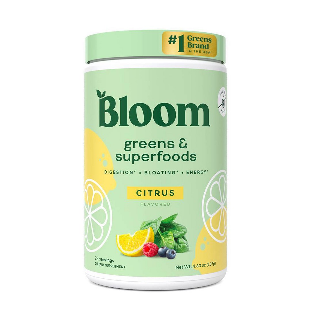 Photos - Vitamins & Minerals BLOOM NUTRITION Greens and Superfoods Powder - Citrus - 4.83oz/25ct