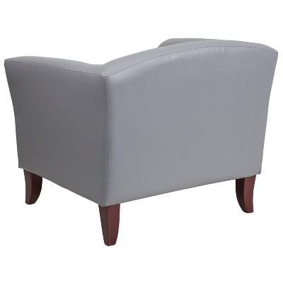 Modern Imperial Gray LeatherSoft Lounge Chair with Cherry Wood Feet