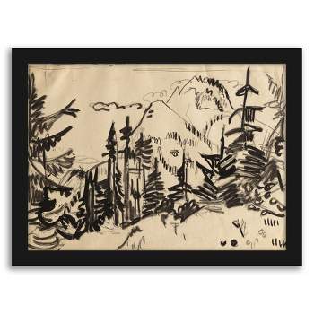 Americanflat Mountain Landscape With Fir Trees by Ernst Ludwig Kirchner minimalist Wall Art