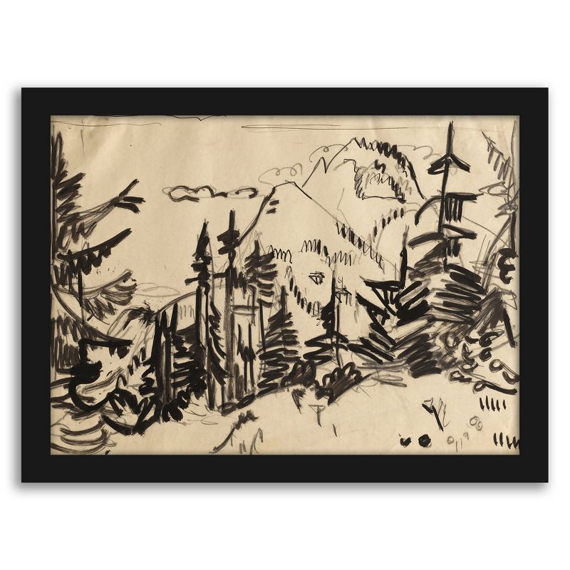 Americanflat Mountain Landscape With Fir Trees by Ernst Ludwig Kirchner minimalist Wall Art, 1 of 7