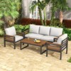 Aortzio 72.4"W 4 PCS Acacia Wood Patio Furniture Set Outdoor Sectional Conversation Sofa Set - 4 of 4