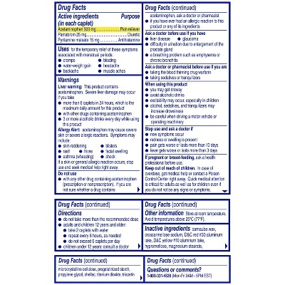 Midol Complete Menstrual Relief Acetaminophen Caffeine Free Caplets - 24ct, 3 of 12