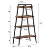 VECELO 4-Tier Metal Ladder Shelf, Multifunctional Ladder Bookshelf Plant Flower Stand Storage Rack Shelves Bookcase, Brown/Black/White - 3 of 4