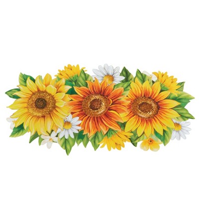 Collections Etc Beautiful Sunflower Trio Shaped Skid-Resistant Mat Large Yellow