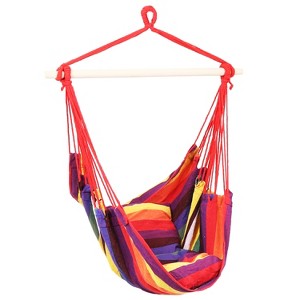 Sunnydaze Double Cushion Hanging Rope Hammock Chair Swing for Backyard and Patio - 265 lb Weight Capacity - 1 of 4