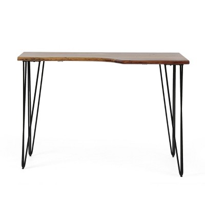 Cuthbert Modern Industrial Handcrafted Acacia Wood Desk with Hairpin Legs Natural/Black - Christopher Knight Home