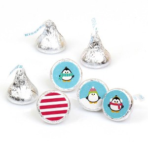 Big Dot of Happiness Holly Jolly Penguin - Holiday and Christmas Round Candy Sticker Favors - Labels Fits Chocolate Candy (1 Sheet of 108) - 1 of 4