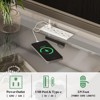 AMERLIFE 23.6" High Gloss End Table with Glass Tabletop and Charging Station  and 2 Drawers Nightstand, White&Gray - 2 of 4