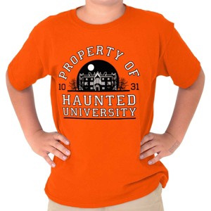 Property of Haunted University Crewneck T Shirts Boy Girl Brisco Brands Orange L - 1 of 4