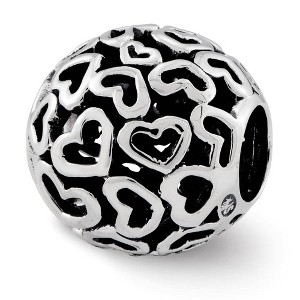 Black Bow Jewelry Bali Open Hearts Bead Charm in Antiqued Sterling Silver - 1 of 4