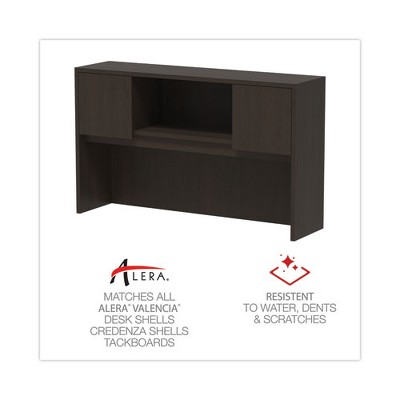 Espresso Woodgrain Laminate Desk Hutch with Doors and Compartments