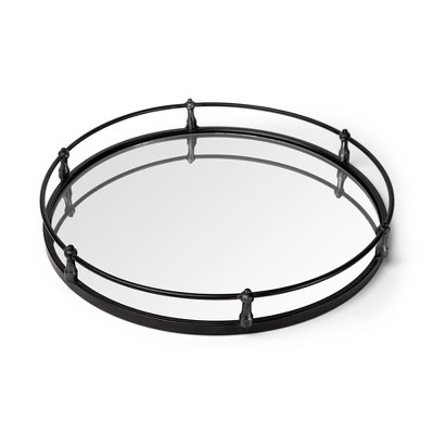 HomeRoots 24" Silver Round Metal Indoor Outdoor Tray With Handles