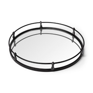 HomeRoots 24" Silver Round Metal Indoor Outdoor Tray With Handles - 1 of 4