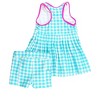 RuffleButts Girls UPF50+ Active Dress & Bike Short Set - Bright Aqua Gingham, 12 - 2 of 4