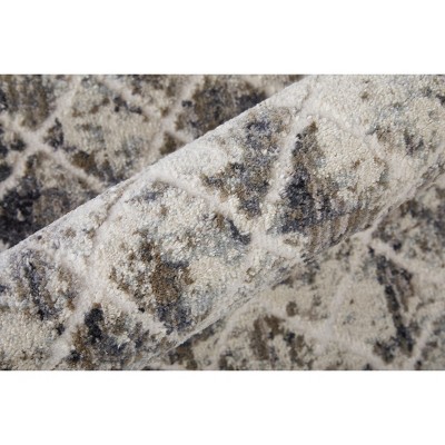 Ivory and Gray Rectangular Cotton Synthetic Area Rug