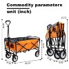 VYNXARIA Collapsible Foldable Wagon Cart with strapping system Beach Wagon Utility Cart Utility Wagon Grocery Cart,Orange - 4 of 4