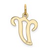 Black Bow Jewelry 14k Yellow Gold, Sophia Collection, Small Script Initial V Pendant - 3 of 4