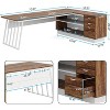 Lantine 71-Inch Executive Desk, L-Shaped Desk with Cabinet, Large Office Desk with Drawers and Storage Shelves for Home Office, Brown and White - 2 of 4