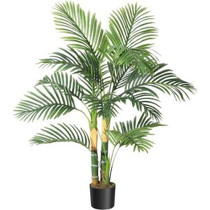 Golden Cane Palm Artificial Tree 4ft Faux Greenry Plant for Indoor & Outdoor Home Decor, Office, Living Room, Decorative Fruit - 1 of 4