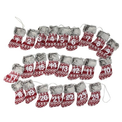 Northlight 94" Unlit Red/White Countdown Stocking Christmas Garland