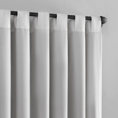 Pearl White Faux Silk Blackout Curtain Panel with Back Tab
