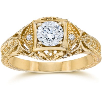 Pompeii3 Emery 5/8Ct Vintage Genuine Diamond Engagement 14K Yellow Gold