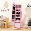Costway Kids Jewelry Cabinet with Full-Length Mirror Foldable Drawer Anti-toppling System White/Pink - 2 of 4