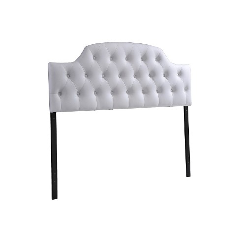 Morris Modern And Contemporary Faux Leather Upholstered Button Tufted Scalloped Headboard Queen White Baxton Studio Target