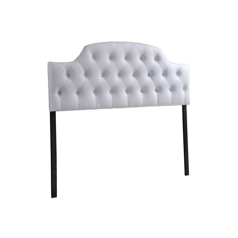 Queen Morris Modern And Contemporary Faux Leather Upholstered Button-Tufted Scalloped Headboard White - Baxton Studio, 1 of 4