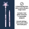 Wicked x Yoobi 2pk Novelty Ballpoint Pens Glinda Wand Star Glitter Wand Pen and Retractable Pen Black Ink Gifting - 2 of 4