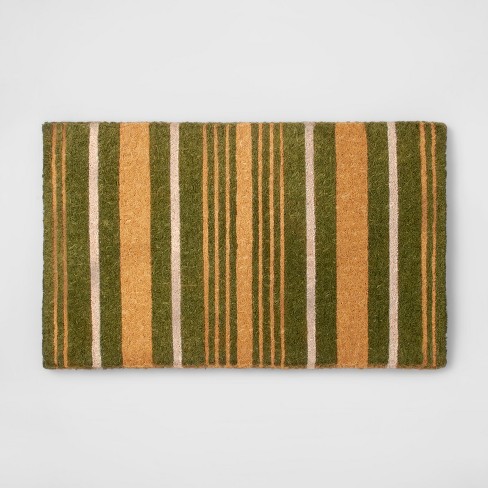 Door Mat Stripe Green Yellow Smith Hawken