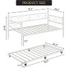 Twin Size Metal Daybed Frame with Trundle Heavy Duty Metal Slats, Mattress Foundation Platform Sofa Bed with Headboard for Bedroom - 2 of 4