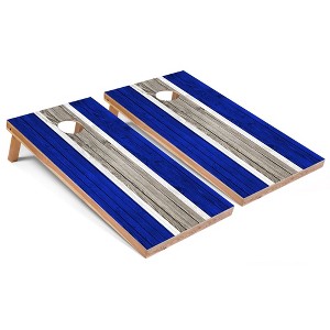 Skip's Garage Royal Striped Cornhole Board Set, Includes 2 Boards, 8 Bags & Optional Accessories - 1 of 4