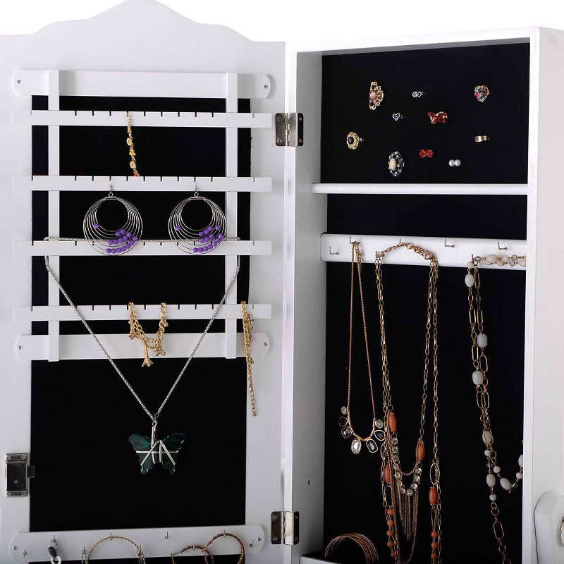 Tangkula Lockable Armoire Mirrored Jewelry Cabinet Dressing Storage Box Organizer, 5 of 9