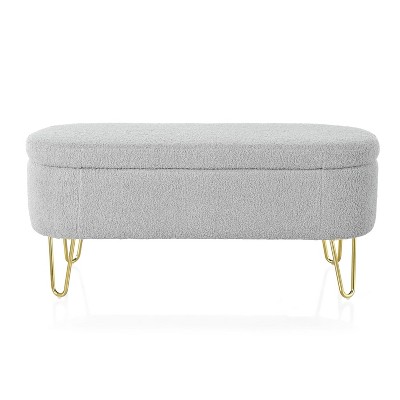 NicBex Modern 39.25" Oval Storage Bench with Metal Legs for Bedroom and Entryway