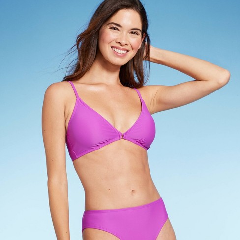 Women's Center Front Ring Triangle Bikini Top - Shade & Shore™ Purple L