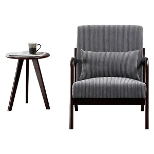 TiramisuBest Mid-Century Accent Chair & Coffee Table Set,Vintage Luxury Design, Beige Leisure Chair & Walnut-Tone Table for Living or Bedroom - 1 of 4
