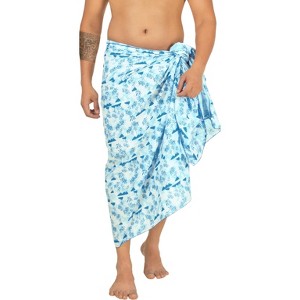 HAPPY BAY Men's Beach Swimwear Holidays Cover Up Summer Long Sarong Wrap Beachwear Vacation Cover-Up Lava Lava For Men One Size Blue, Tree - 1 of 4