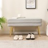 Tangkula Velvet Upholstered Storage Bench Bedroom Ottoman Bench w/ Removable Top Grey - 4 of 4