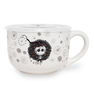 Silver Buffalo Disney Nightmare Before Christmas Santa Jack Wreath Ceramic Soup Mug With Lid - 1 of 4