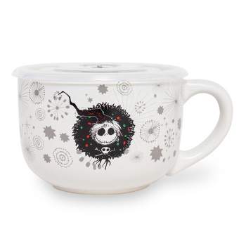 Silver Buffalo Disney Nightmare Before Christmas Santa Jack Wreath Ceramic Soup Mug With Lid