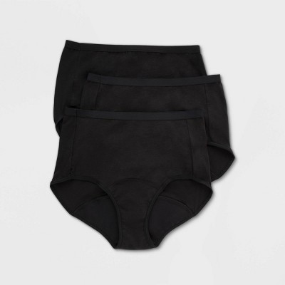 Image of Hanes Premium Women's 3pk Comfort Period and Postpartum Moderate Leak Protection Briefs - Black 5