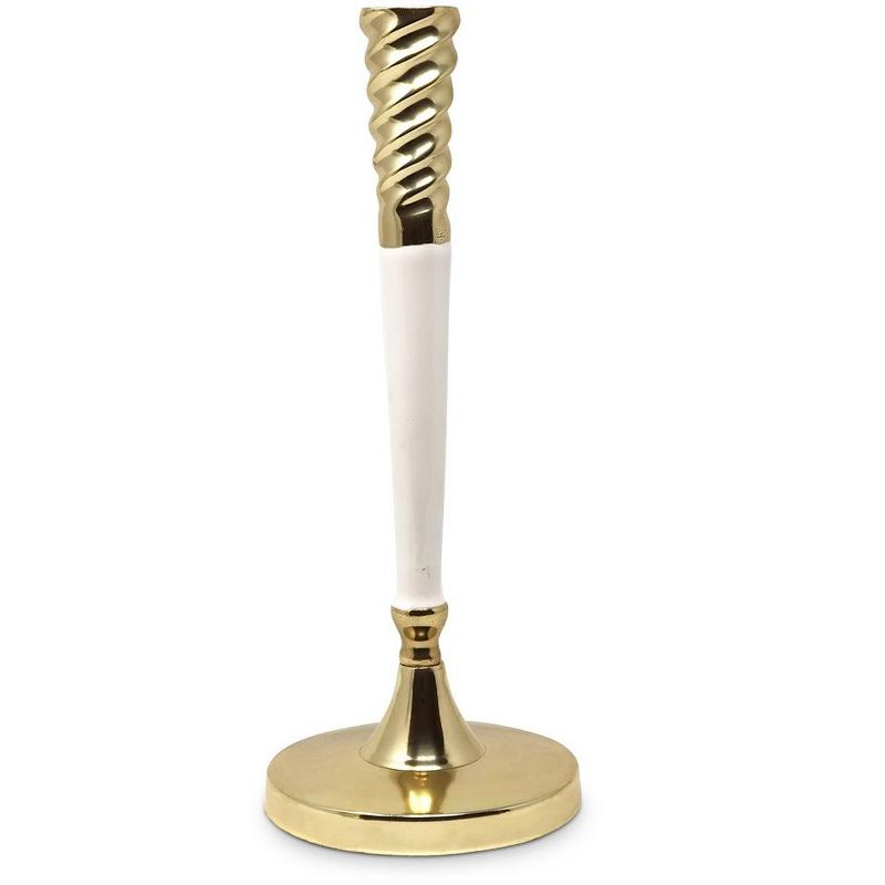 Classic Touch White and Gold Taper Candle Holder, 3 of 5
